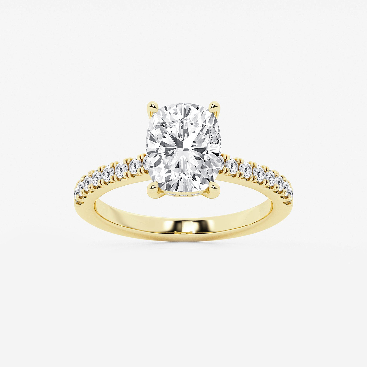 2 3/4 ctw Elongated Cushion Lab Grown Diamond Hidden Halo Engagement Ring